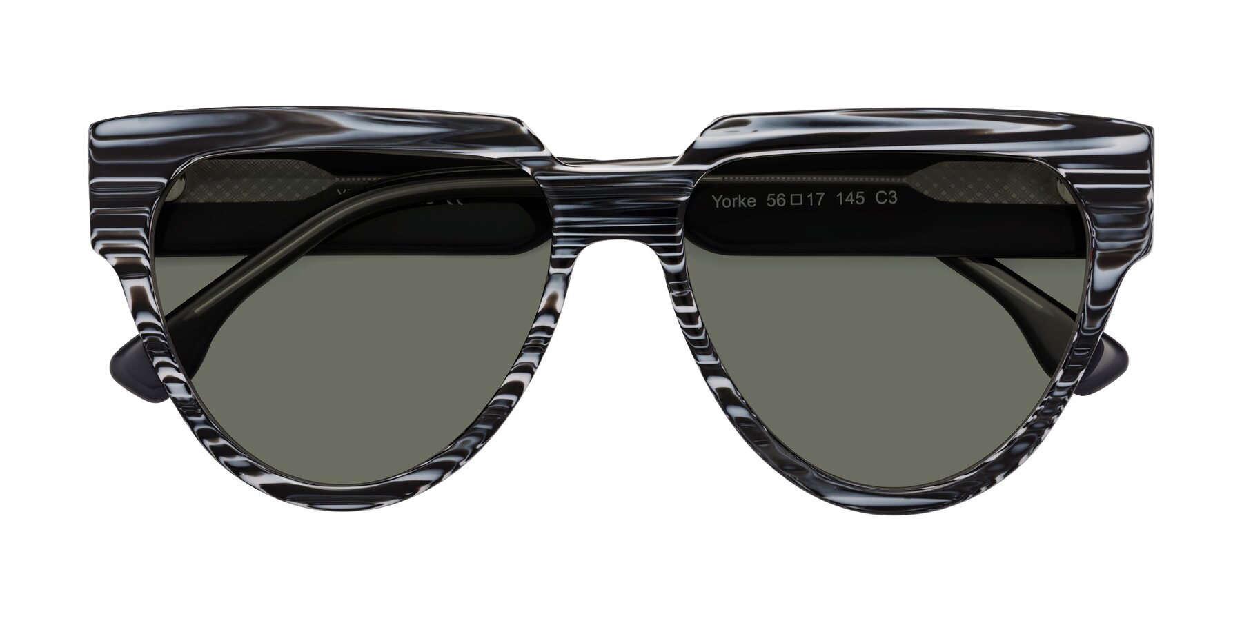 Folded Front of Yorke in Zebra-Print with Gray Polarized Lenses