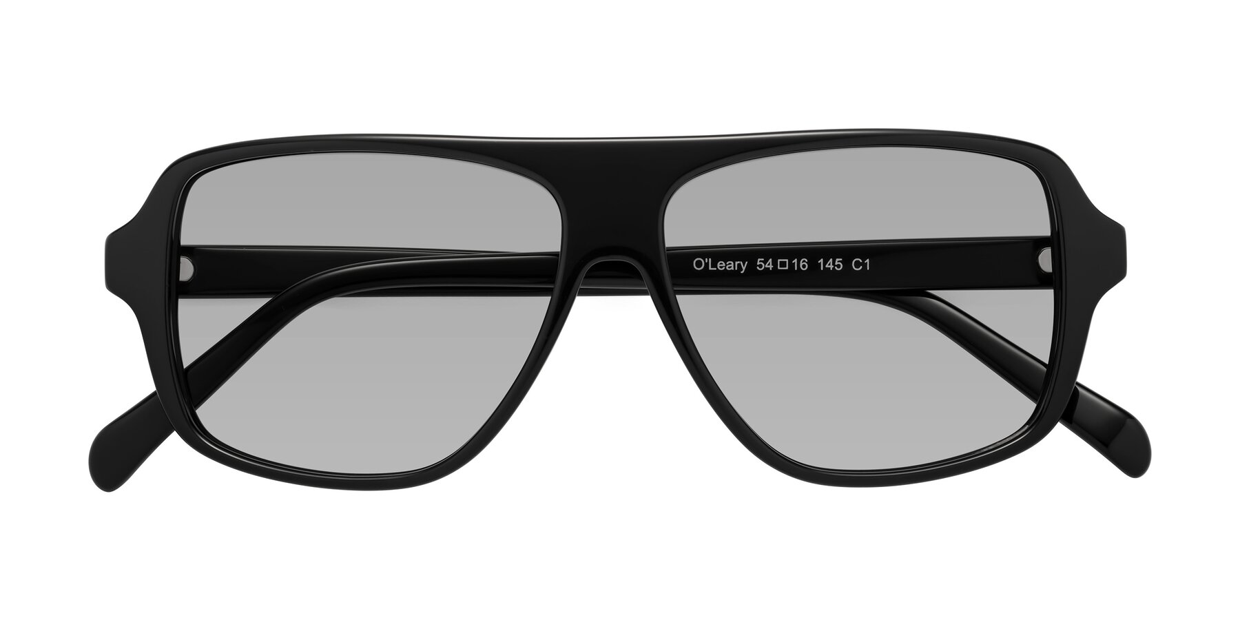 Folded Front of O'Leary in Black with Light Gray Tinted Lenses