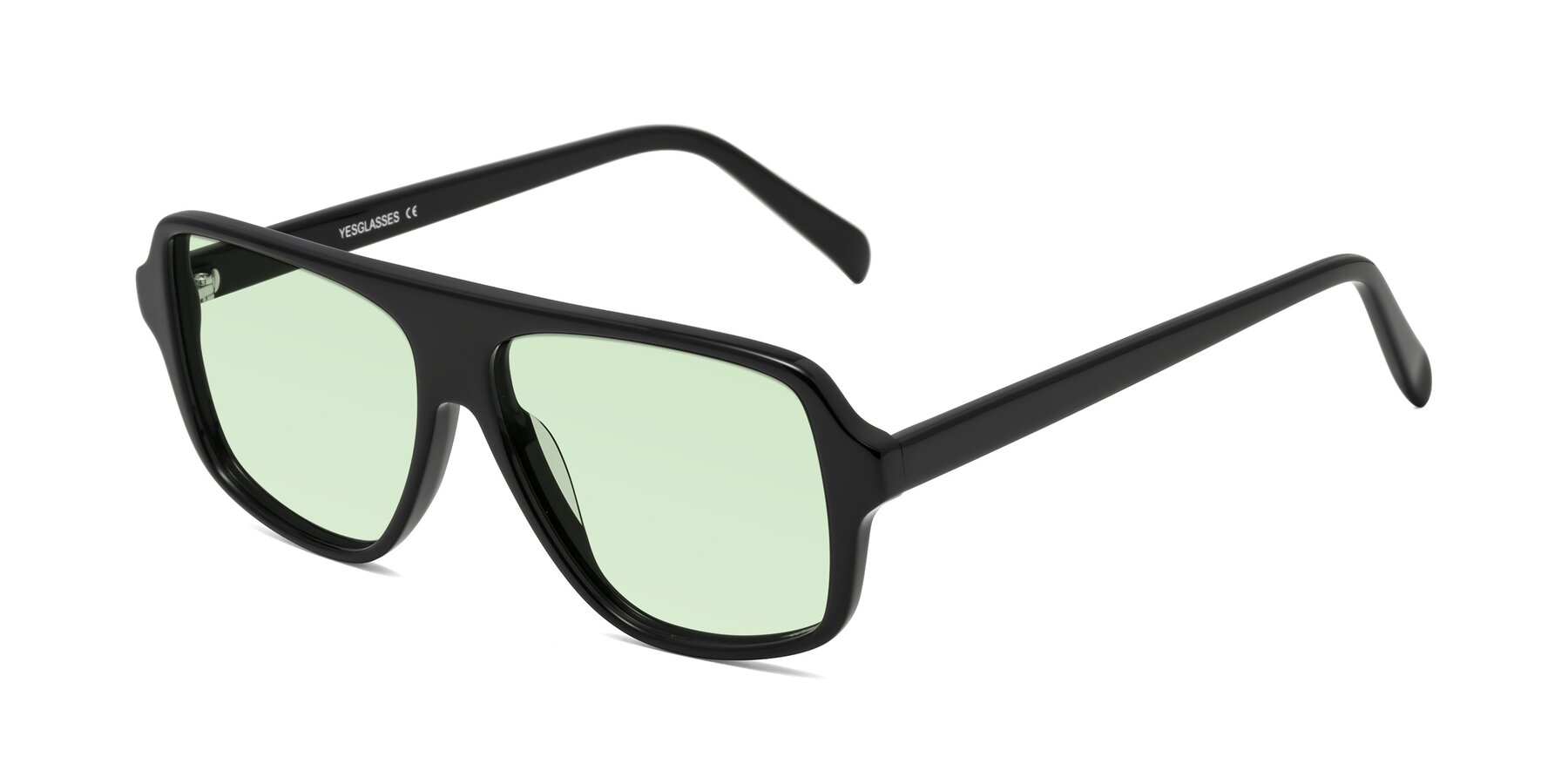 Angle of O'Leary in Black with Light Green Tinted Lenses
