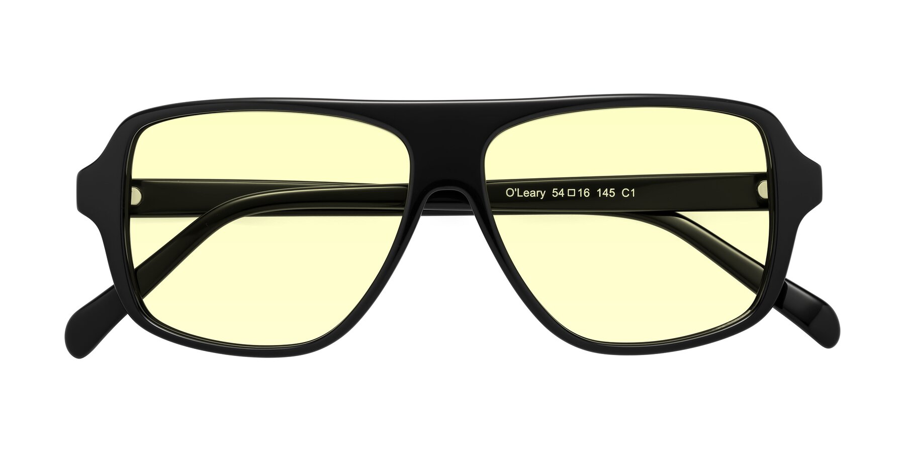 Folded Front of O'Leary in Black with Light Yellow Tinted Lenses