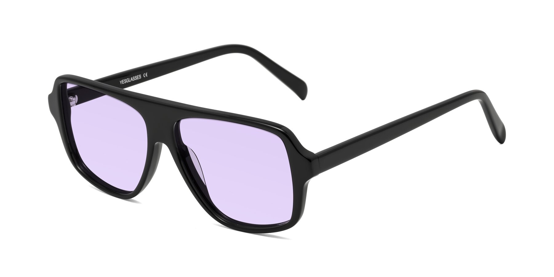 Angle of O'Leary in Black with Light Purple Tinted Lenses