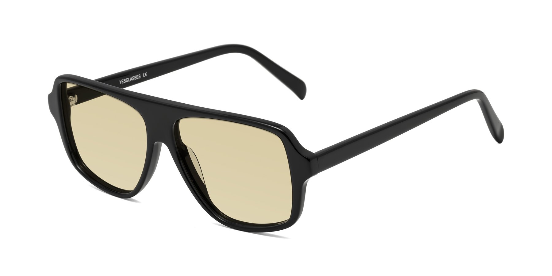 Angle of O'Leary in Black with Light Champagne Tinted Lenses