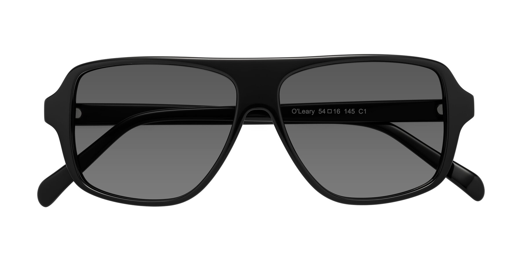 Folded Front of O'Leary in Black with Medium Gray Tinted Lenses