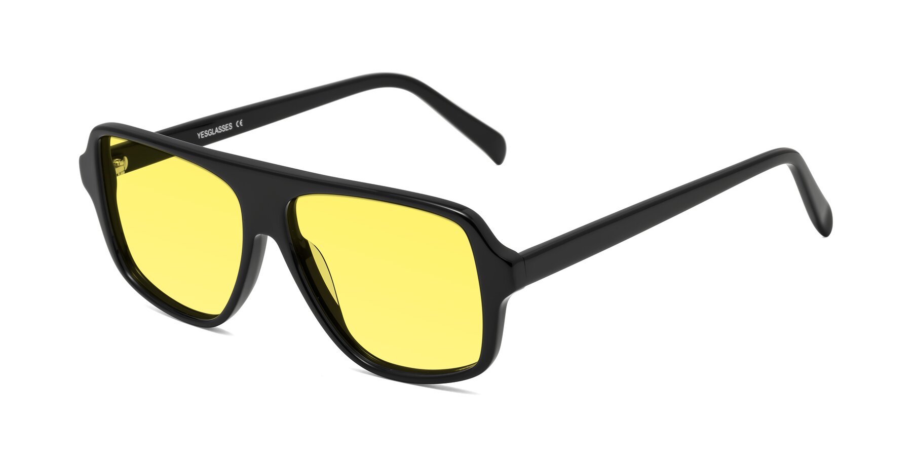 Angle of O'Leary in Black with Medium Yellow Tinted Lenses