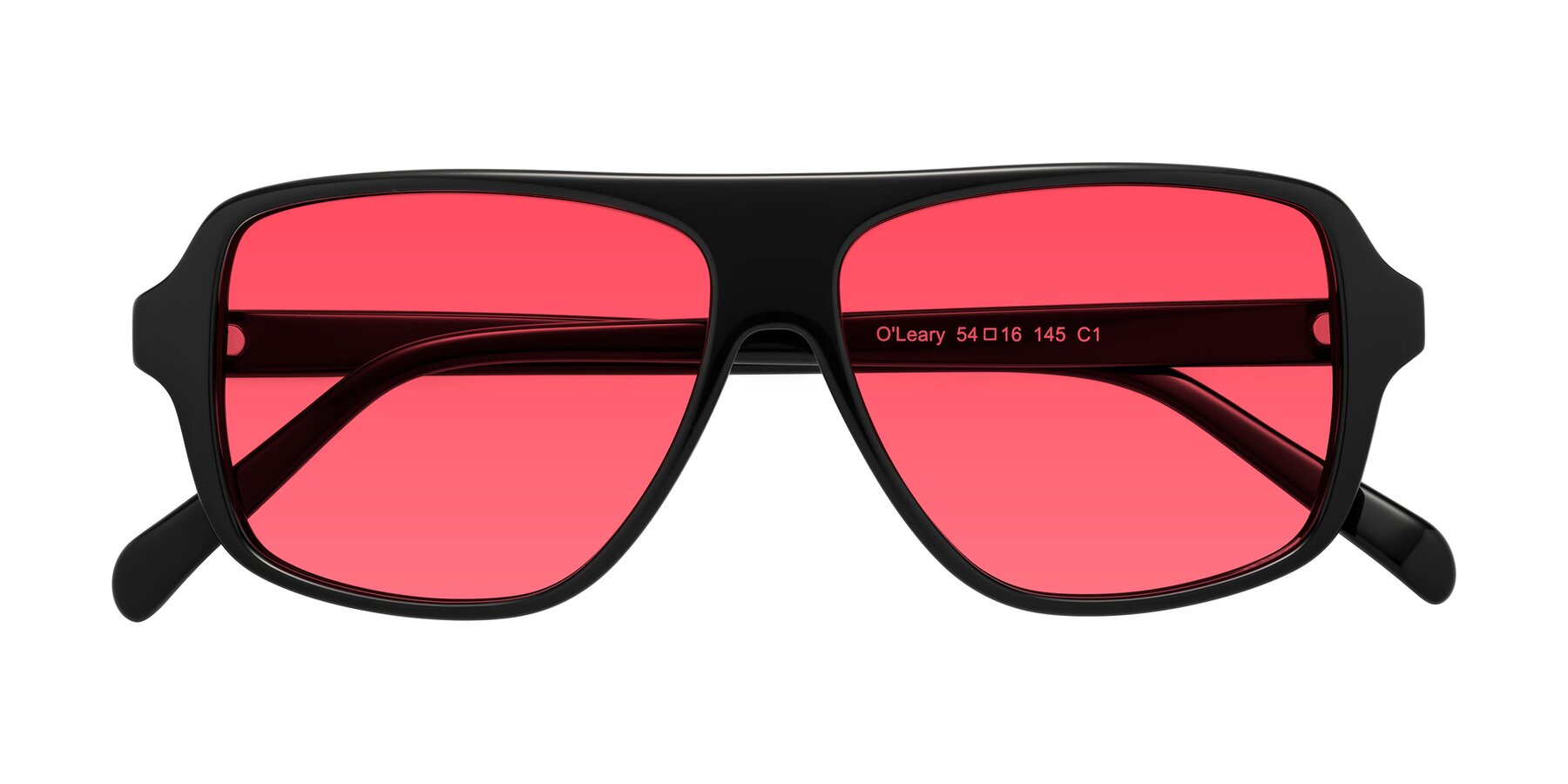 Folded Front of O'Leary in Black with Red Tinted Lenses