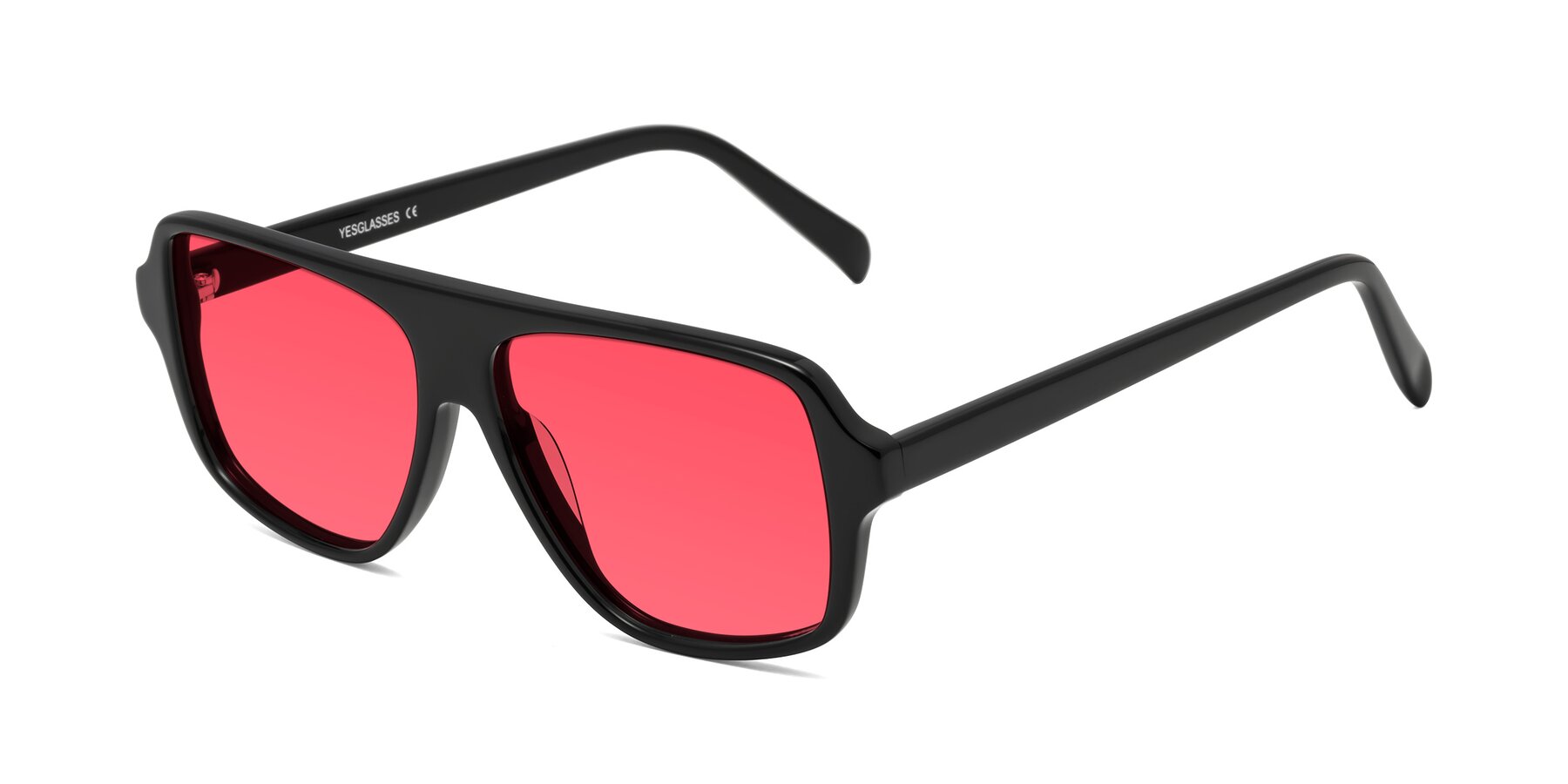 Angle of O'Leary in Black with Red Tinted Lenses