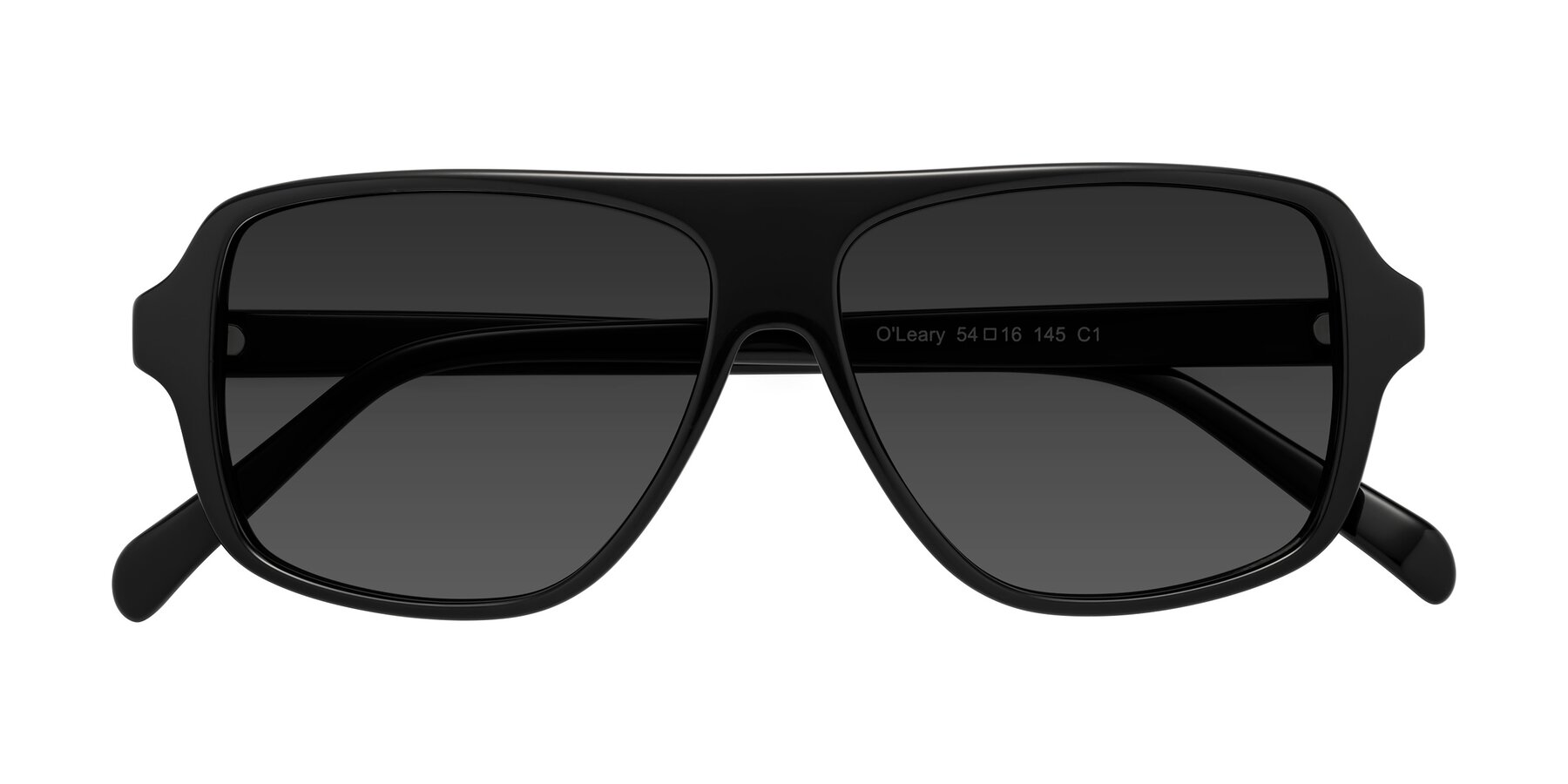 Folded Front of O'Leary in Black with Gray Tinted Lenses