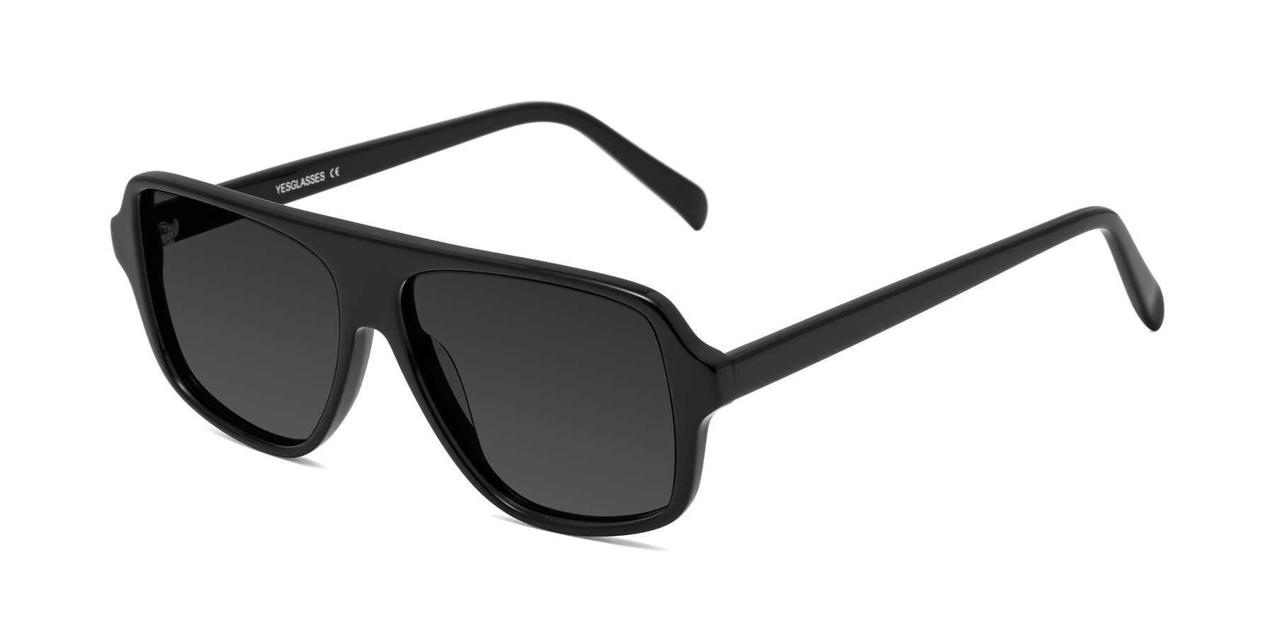 Angle of O'Leary in Black with Gray Tinted Lenses
