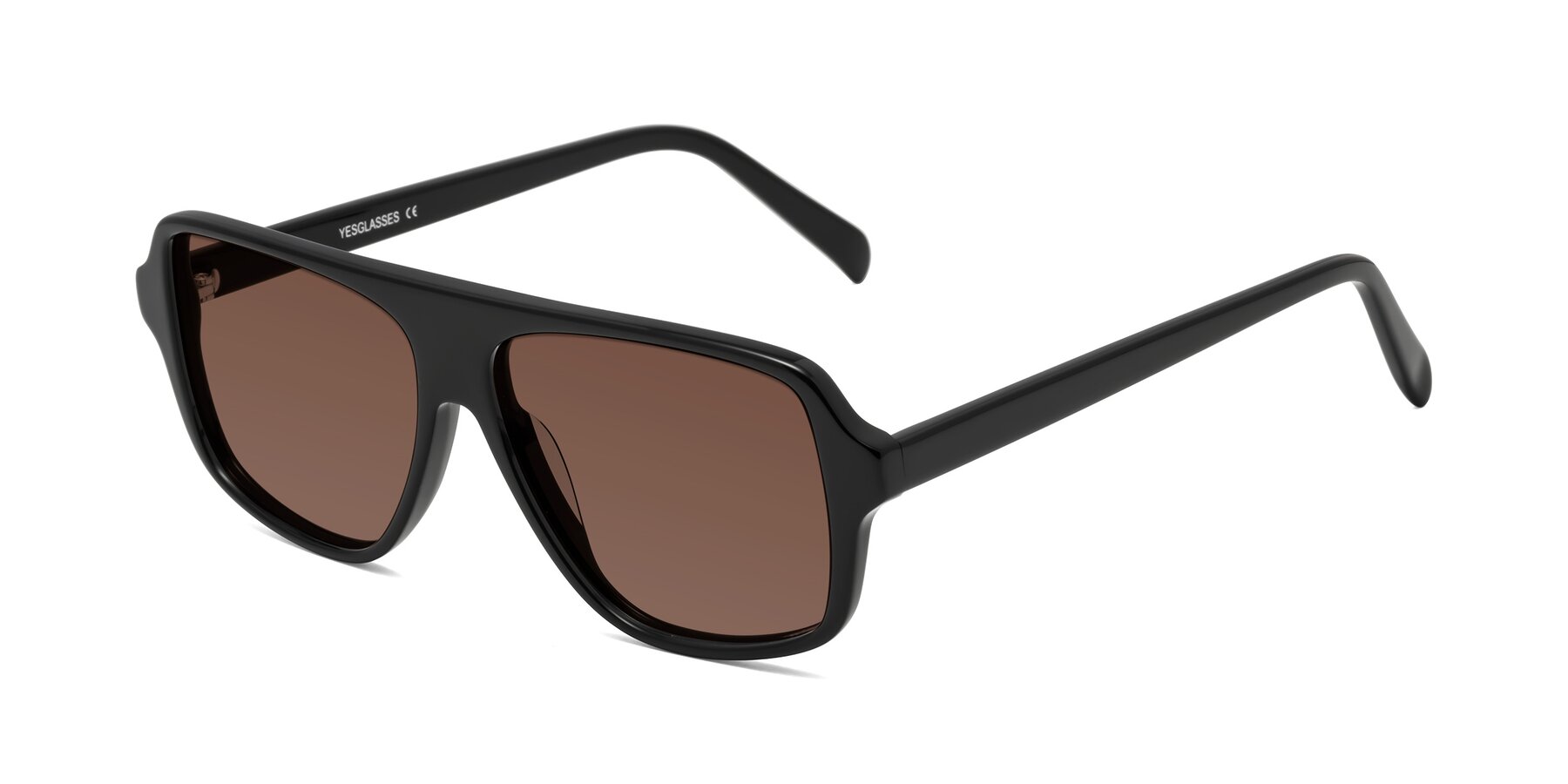 Angle of O'Leary in Black with Brown Tinted Lenses