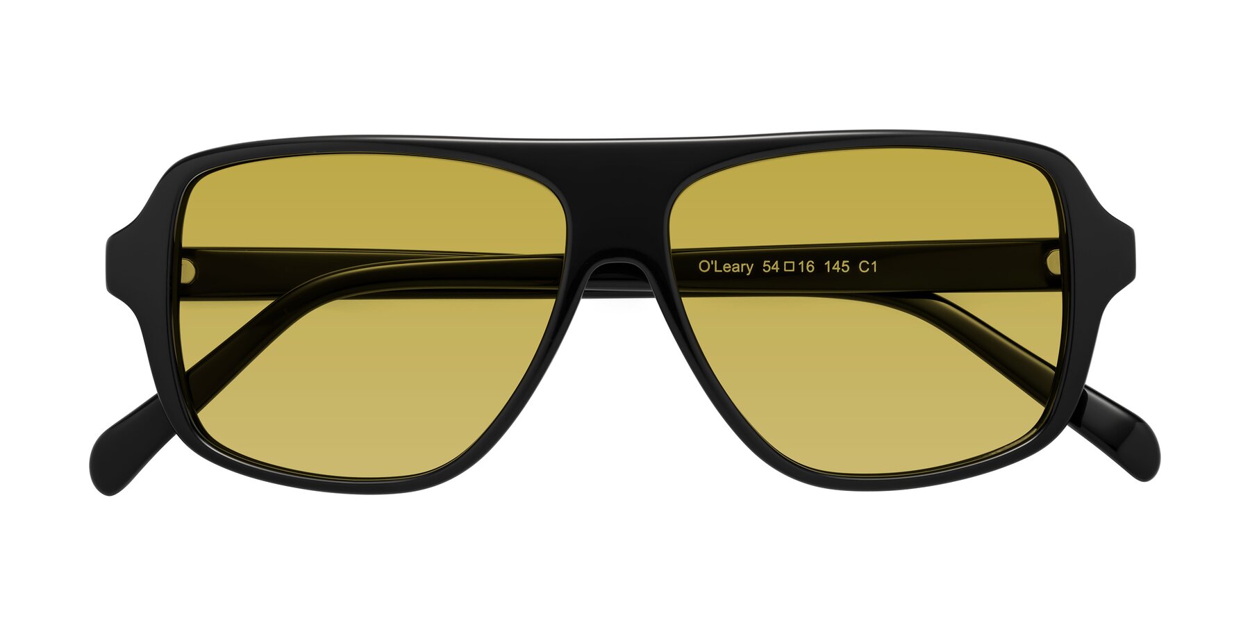 Folded Front of O'Leary in Black with Champagne Tinted Lenses