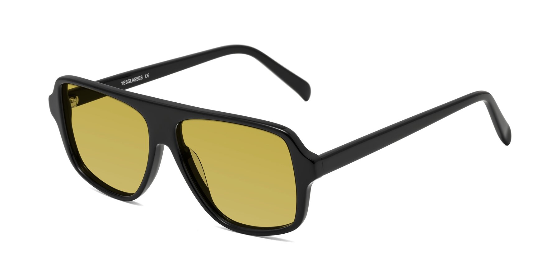 Angle of O'Leary in Black with Champagne Tinted Lenses