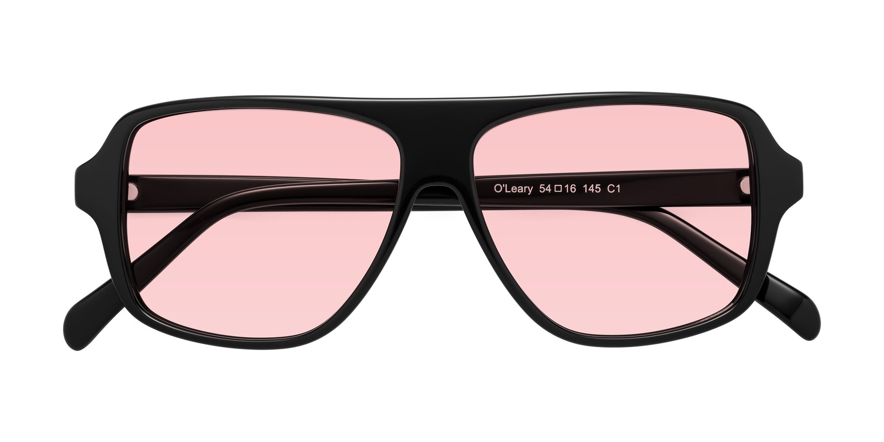 Folded Front of O'Leary in Black with Light Garnet Tinted Lenses