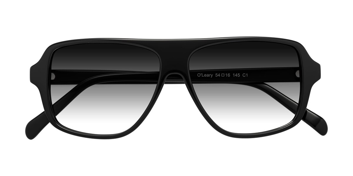 Black Grandpa Acetate Aviator Gradient Sunglasses with Gray Sunwear ...