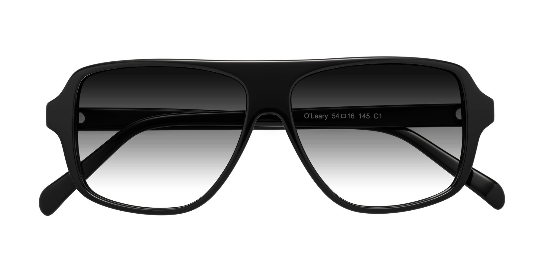 Folded Front of O'Leary in Black with Gray Gradient Lenses