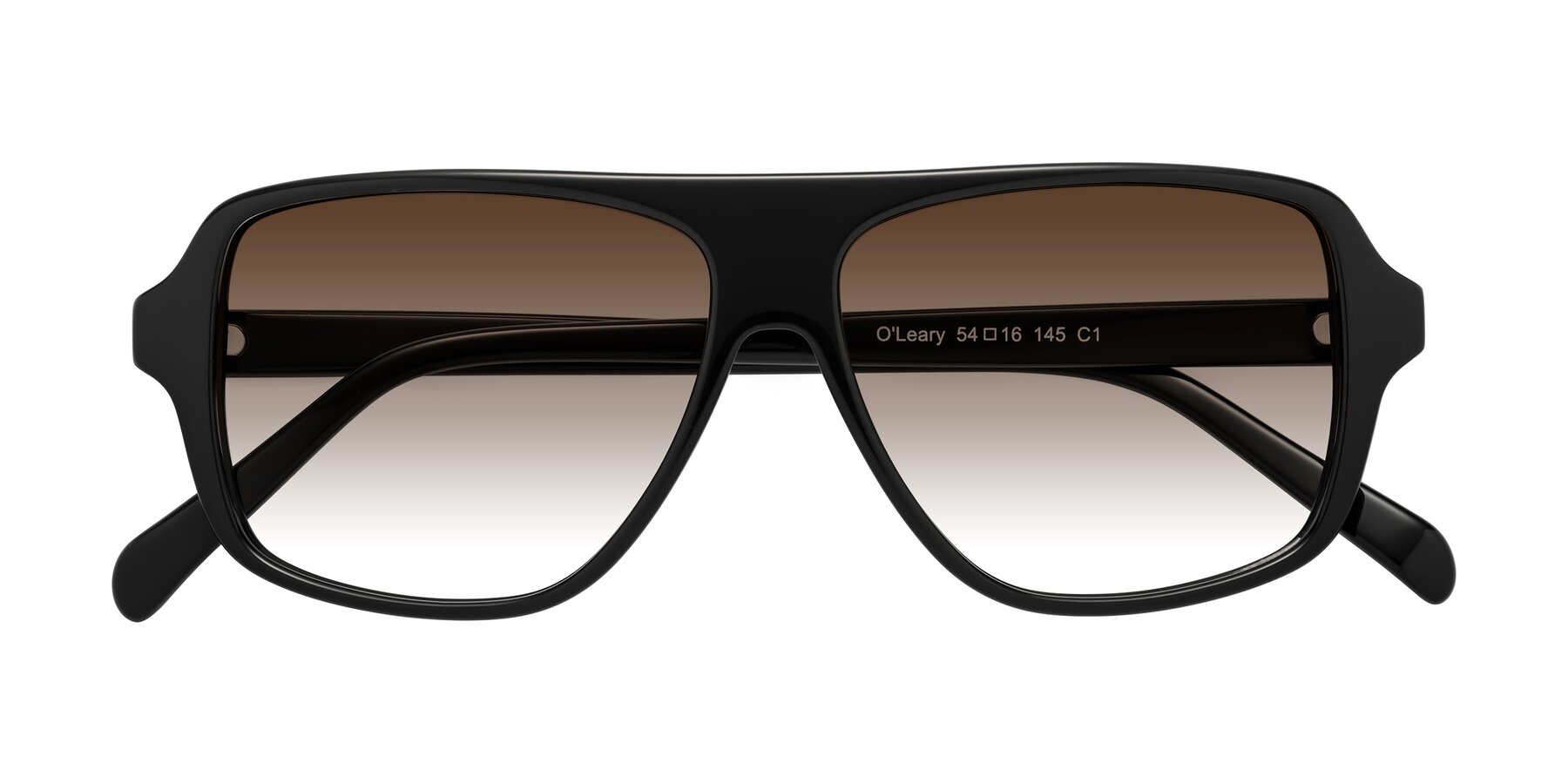 Folded Front of O'Leary in Black with Brown Gradient Lenses