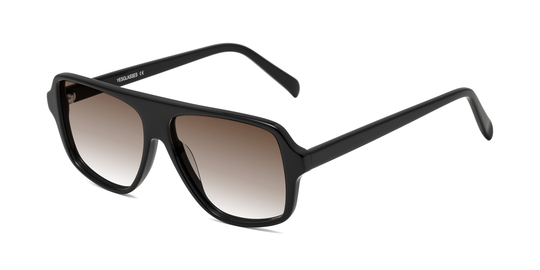 Angle of O'Leary in Black with Brown Gradient Lenses