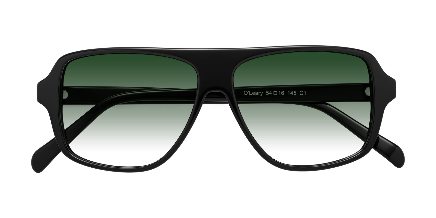 Folded Front of O'Leary in Black with Green Gradient Lenses