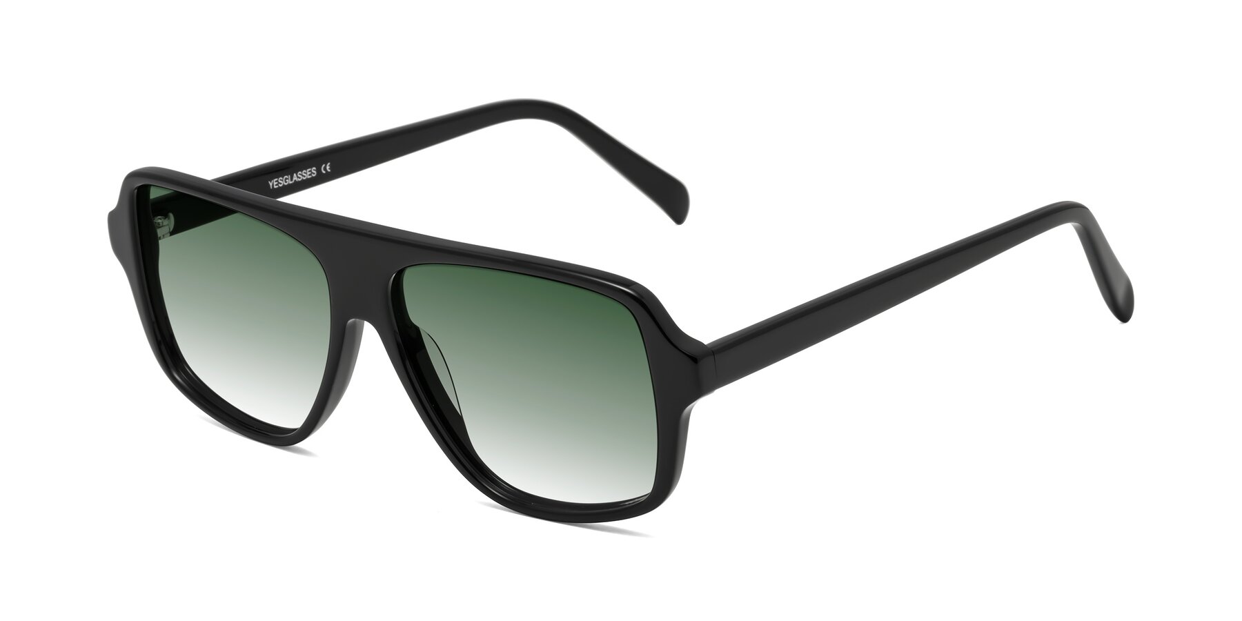 Angle of O'Leary in Black with Green Gradient Lenses