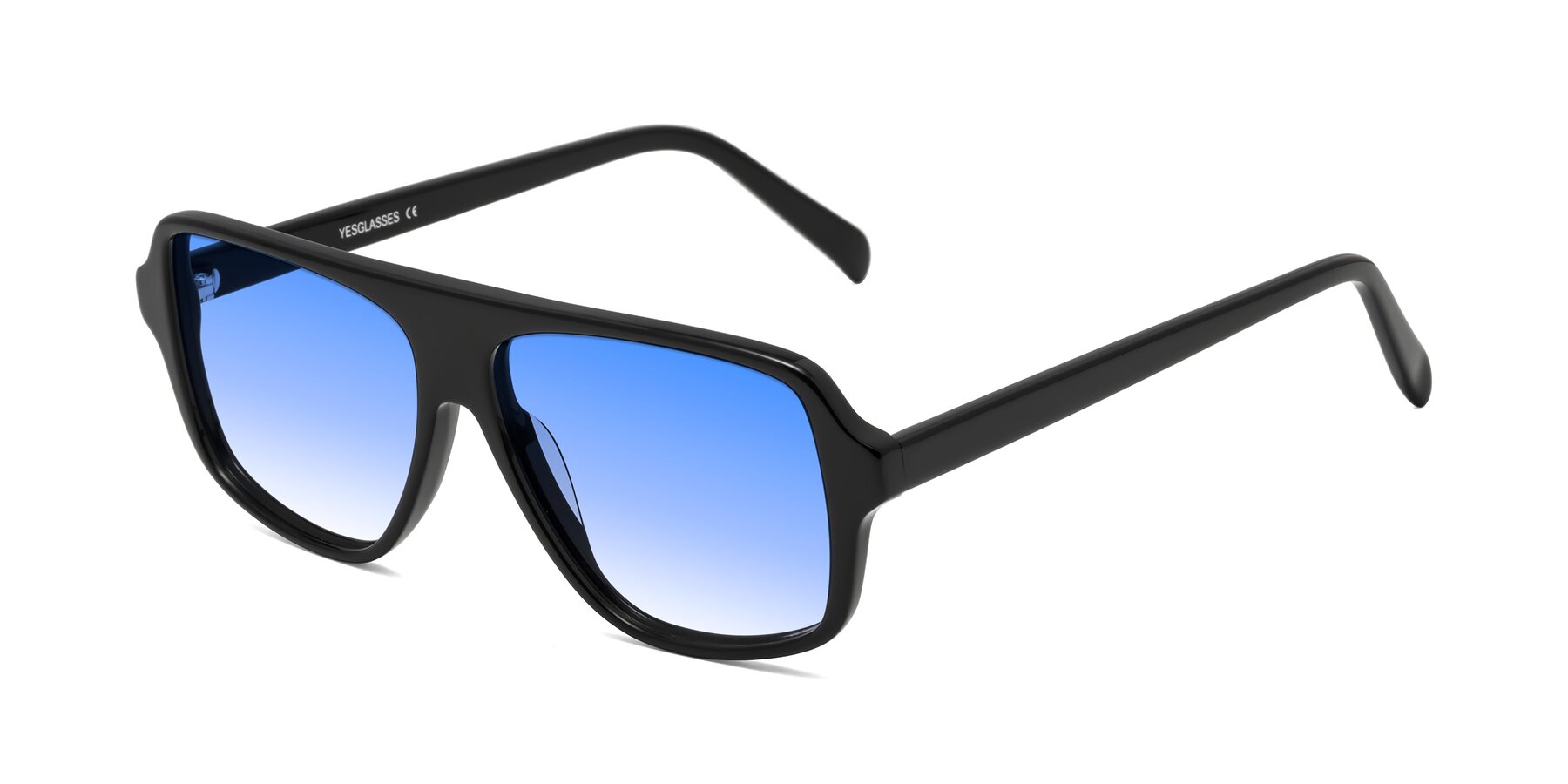 Angle of O'Leary in Black with Blue Gradient Lenses