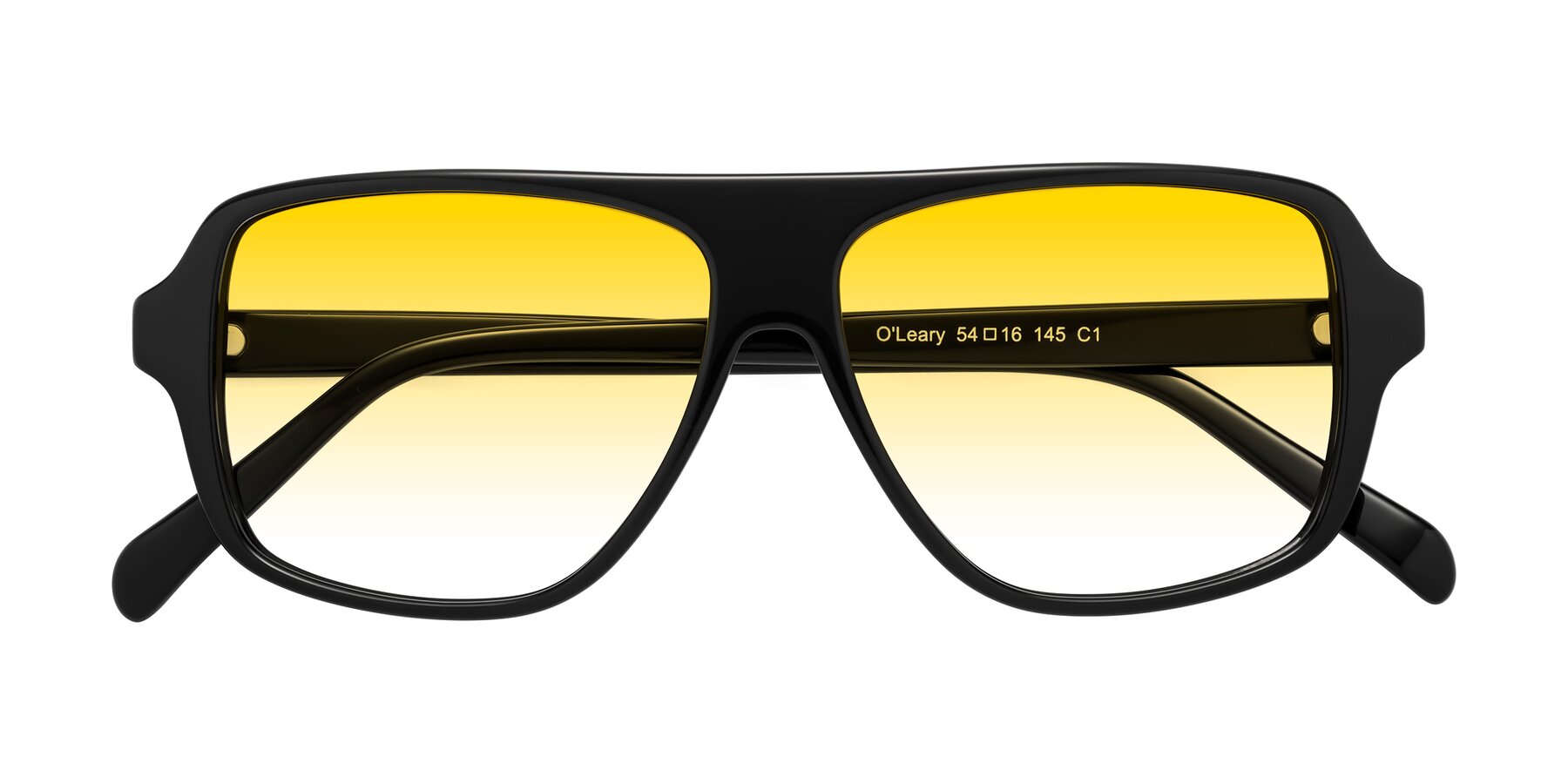 Folded Front of O'Leary in Black with Yellow Gradient Lenses