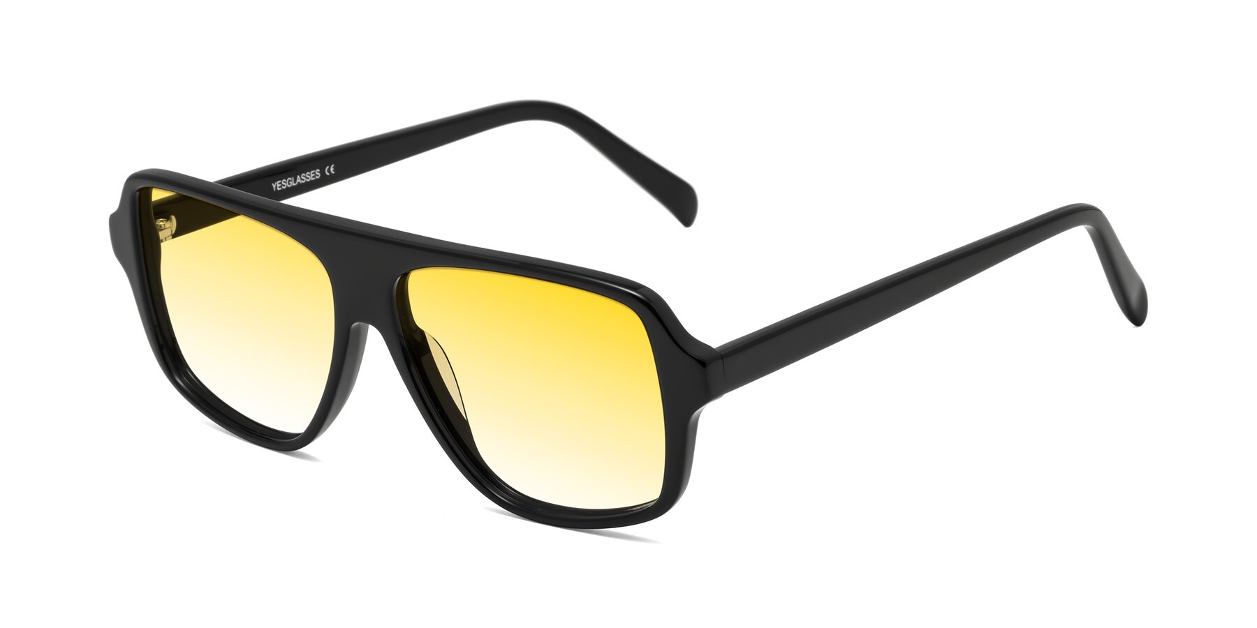 Angle of O'Leary in Black with Yellow Gradient Lenses