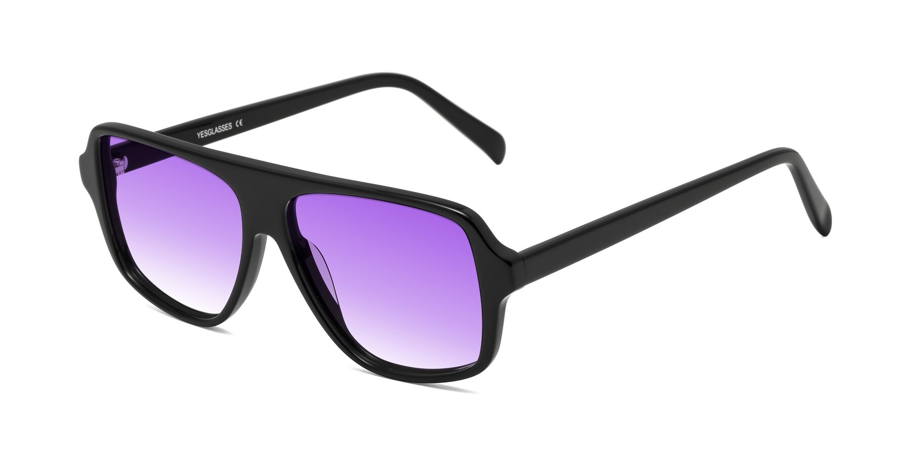 Angle of O'Leary in Black with Purple Gradient Lenses