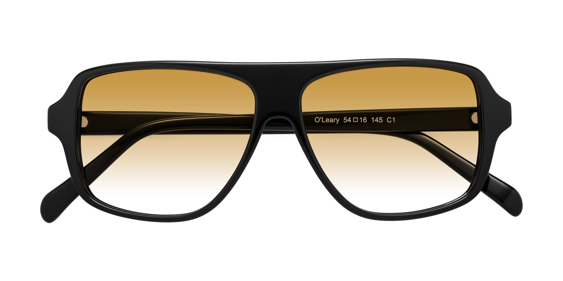 Folded Front of O'Leary in Black with Champagne Gradient Lenses