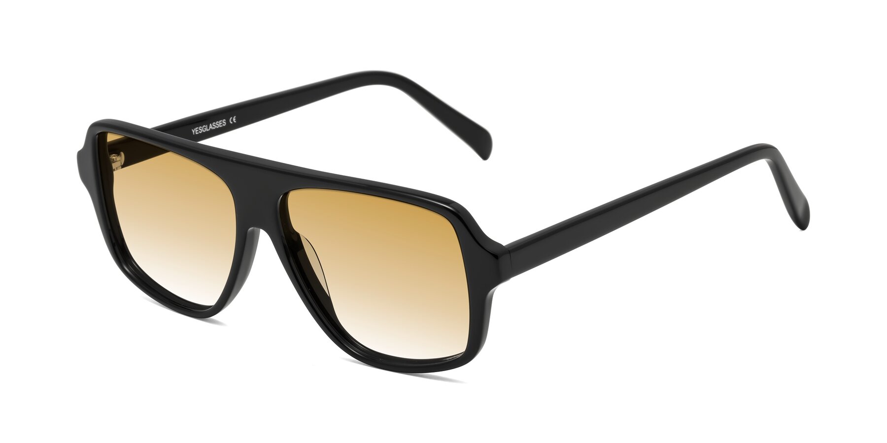 Angle of O'Leary in Black with Champagne Gradient Lenses
