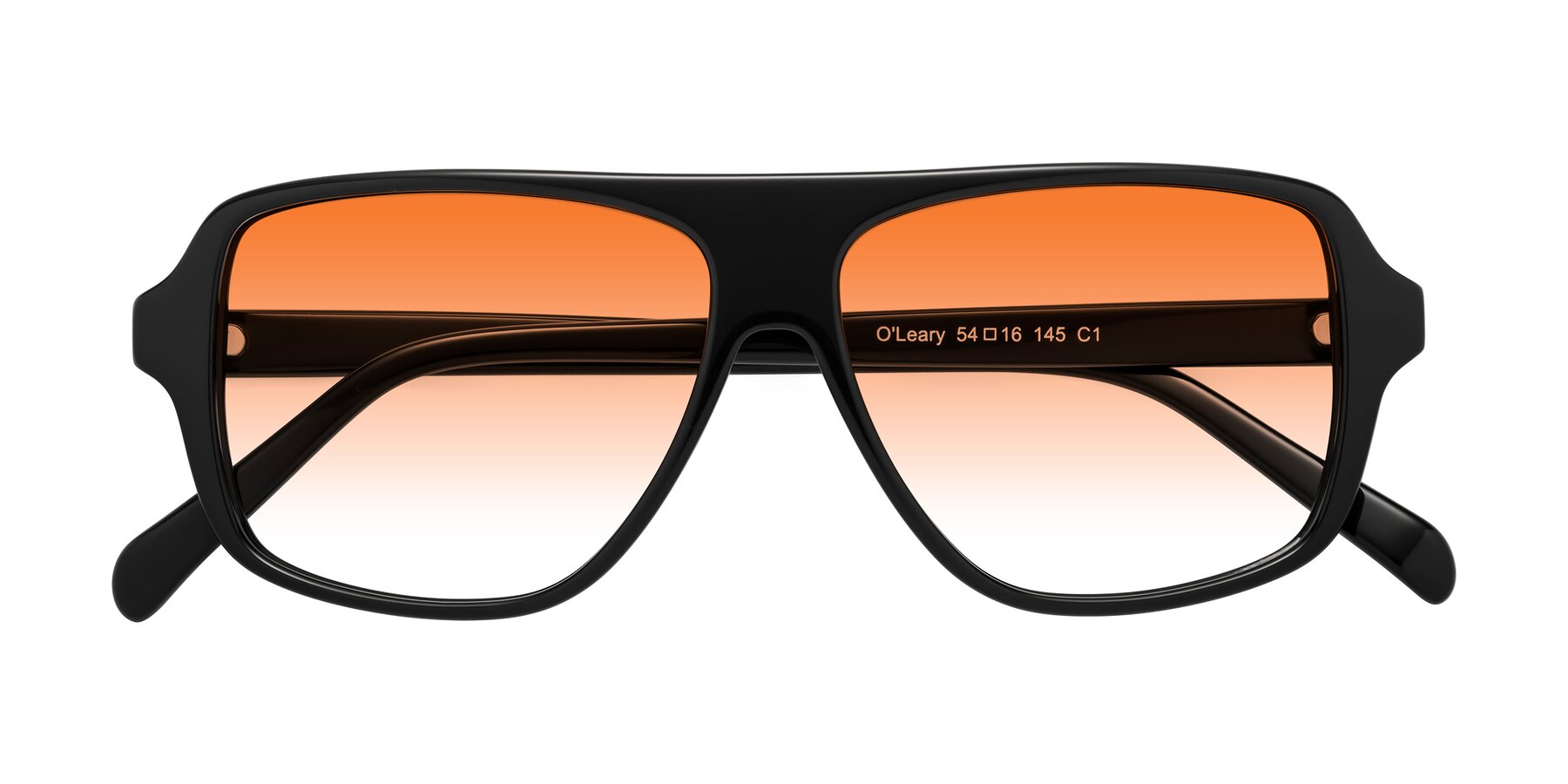 Folded Front of O'Leary in Black with Orange Gradient Lenses