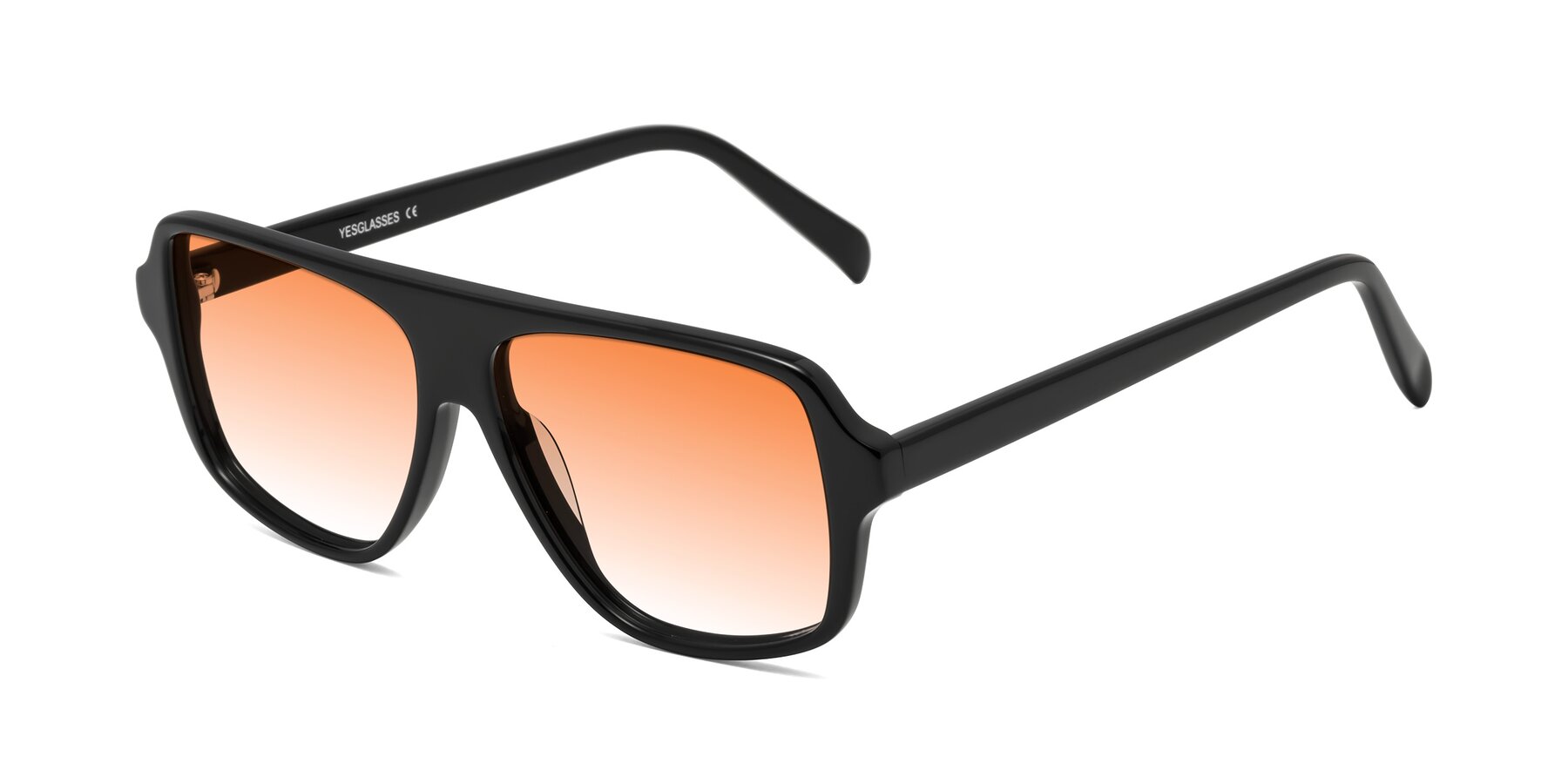 Angle of O'Leary in Black with Orange Gradient Lenses