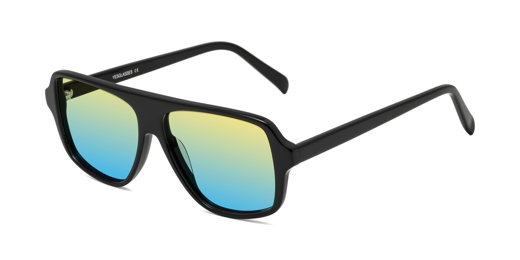Angle of O'Leary in Black with Yellow / Blue Gradient Lenses