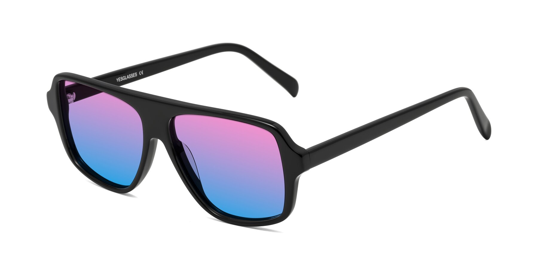 Angle of O'Leary in Black with Pink / Blue Gradient Lenses