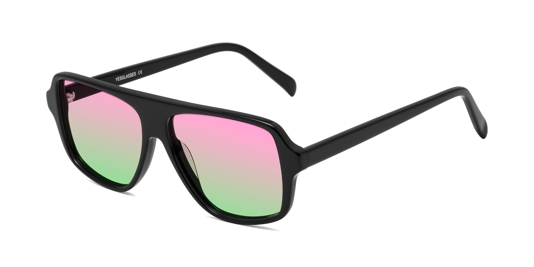 Angle of O'Leary in Black with Pink / Green Gradient Lenses