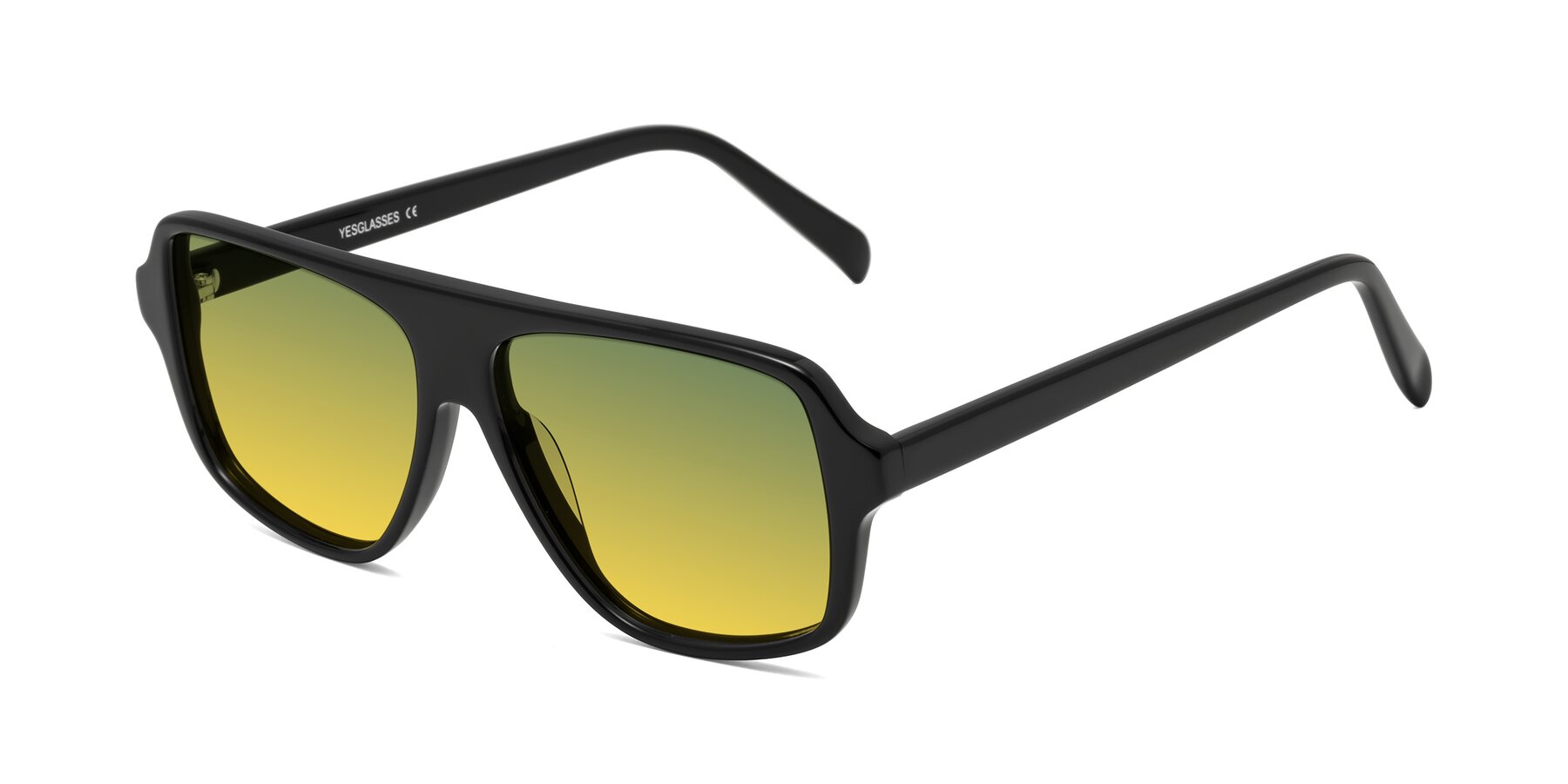Angle of O'Leary in Black with Green / Yellow Gradient Lenses