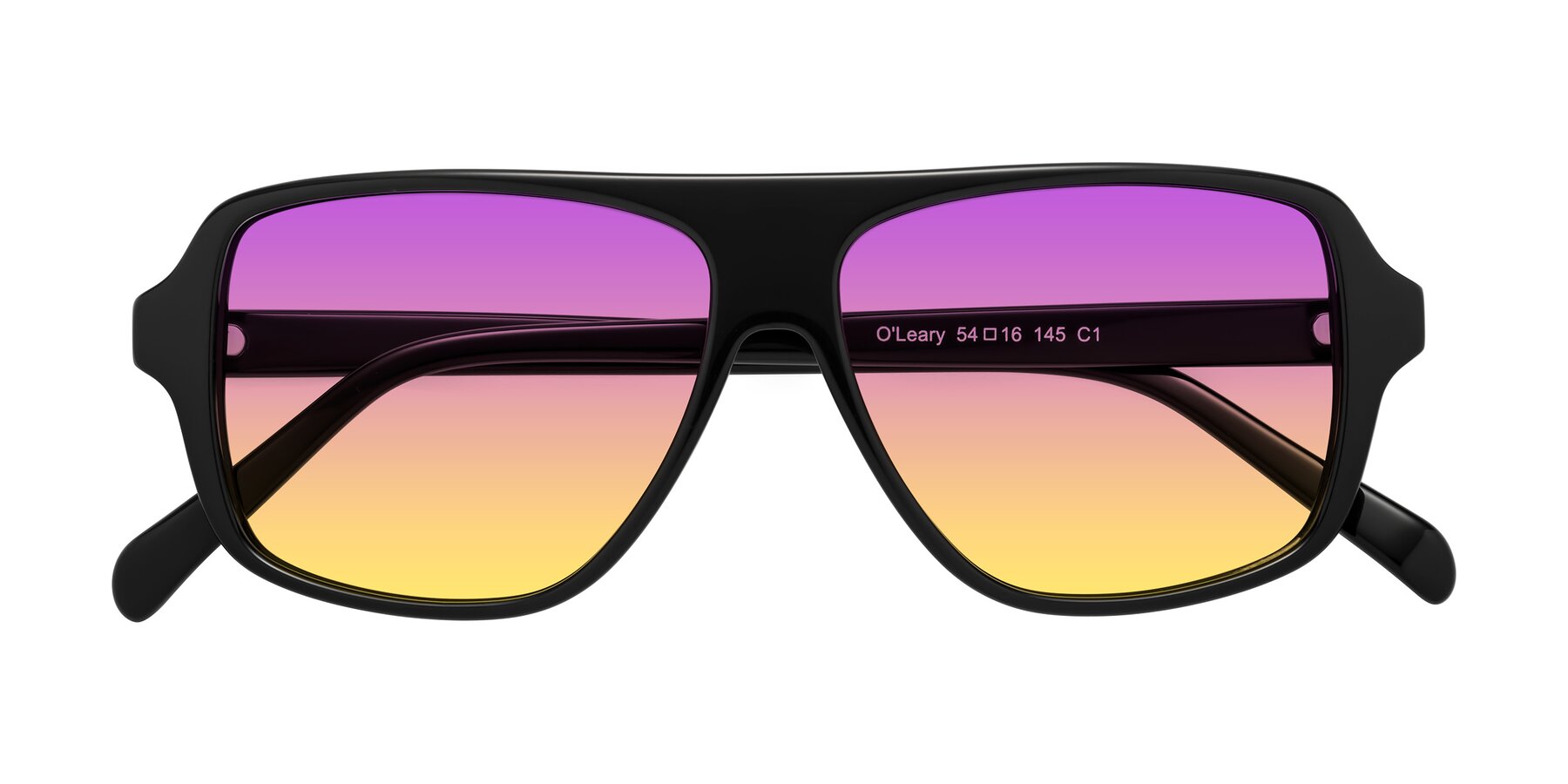 Folded Front of O'Leary in Black with Purple / Yellow Gradient Lenses