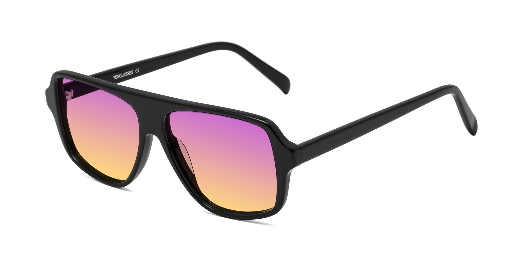 Angle of O'Leary in Black with Purple / Yellow Gradient Lenses