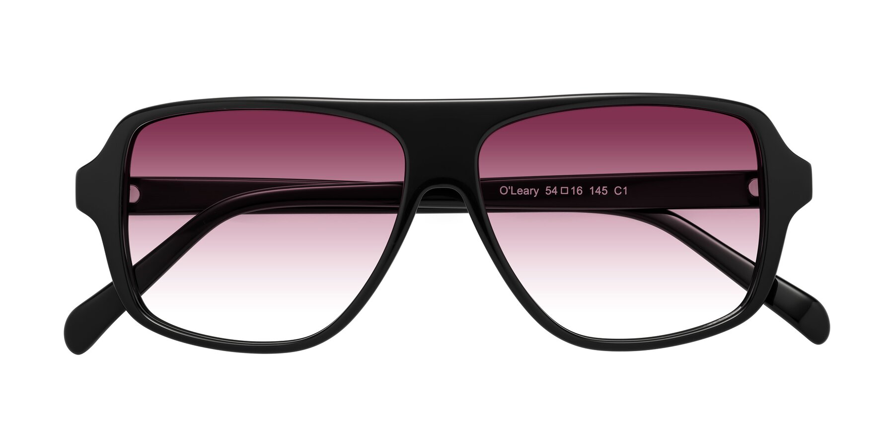 Folded Front of O'Leary in Black with Wine Gradient Lenses