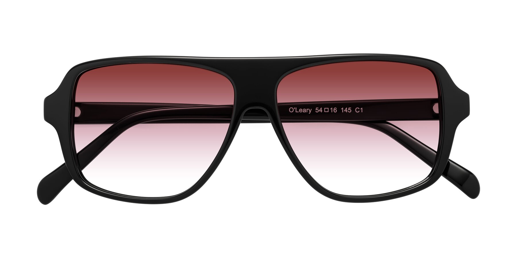 Folded Front of O'Leary in Black with Garnet Gradient Lenses