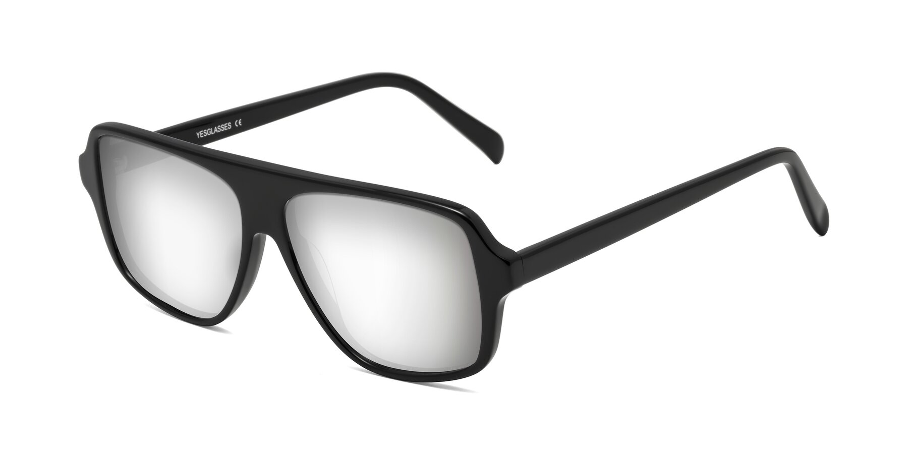 Angle of O'Leary in Black with Silver Mirrored Lenses