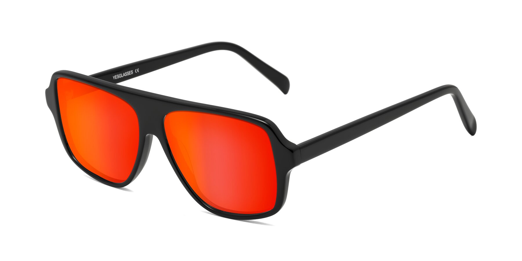 Angle of O'Leary in Black with Red Gold Mirrored Lenses