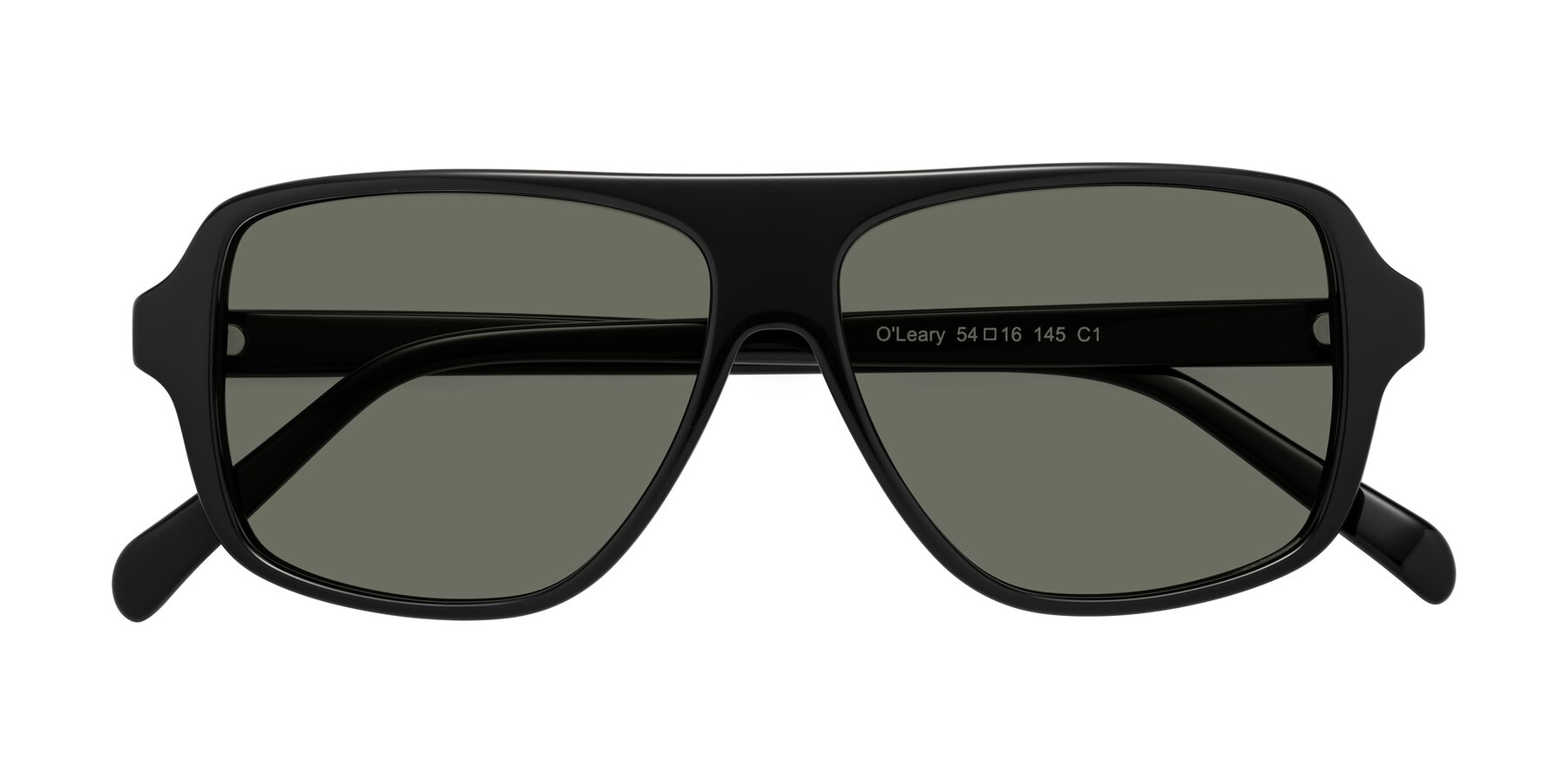 Folded Front of O'Leary in Black with Gray Polarized Lenses