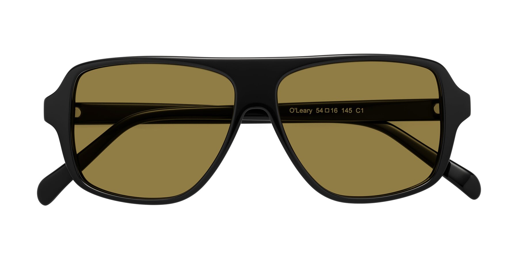 Folded Front of O'Leary in Black with Brown Polarized Lenses