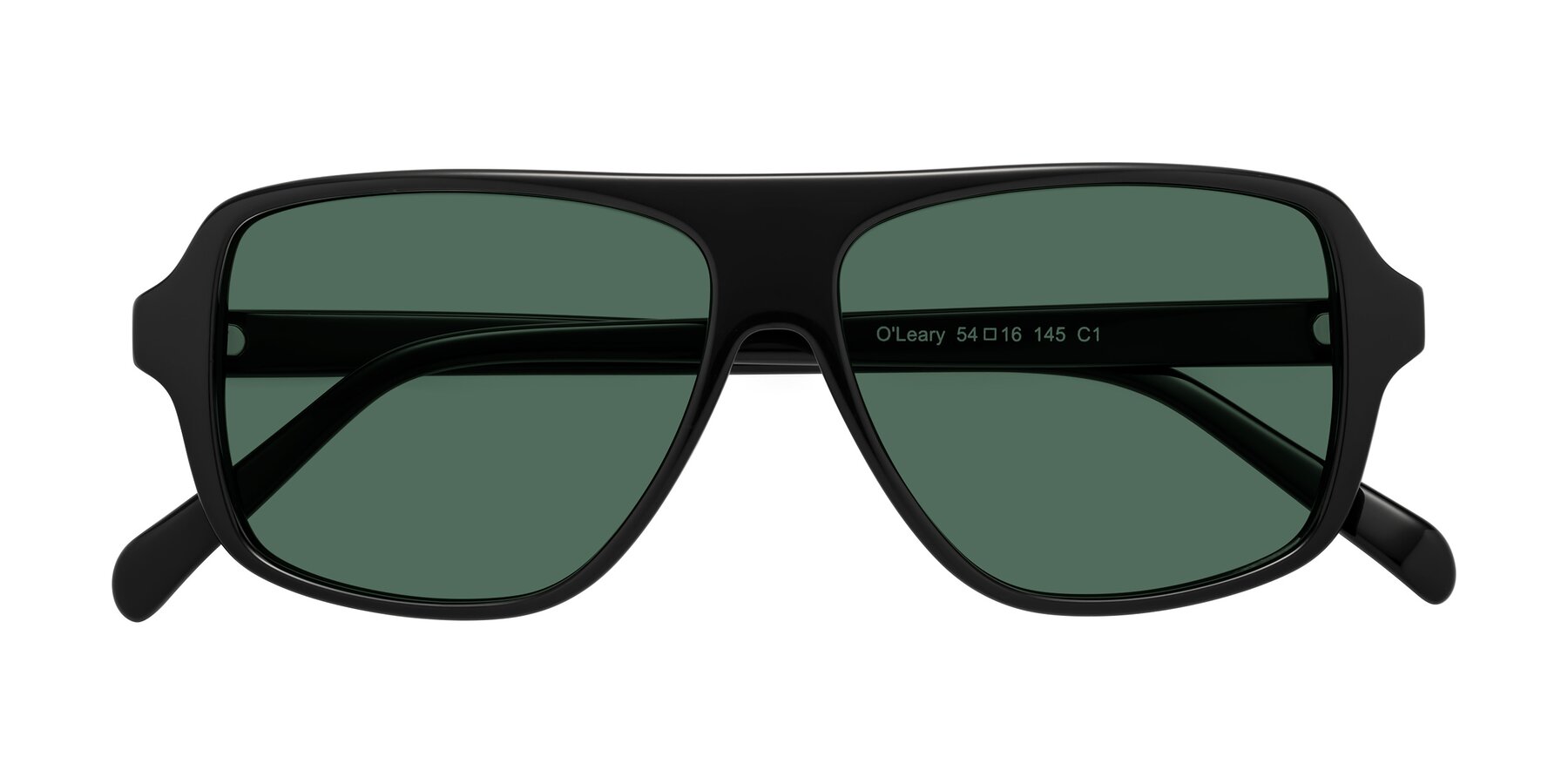 Folded Front of O'Leary in Black with Green Polarized Lenses