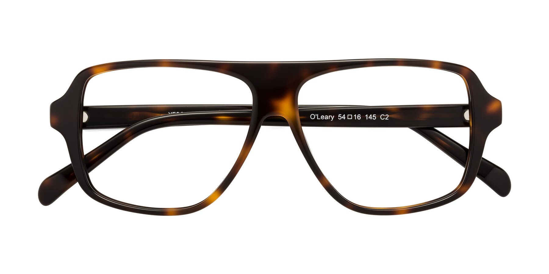 Folded Front of O'Leary in Tortoise with Clear Reading Eyeglass Lenses