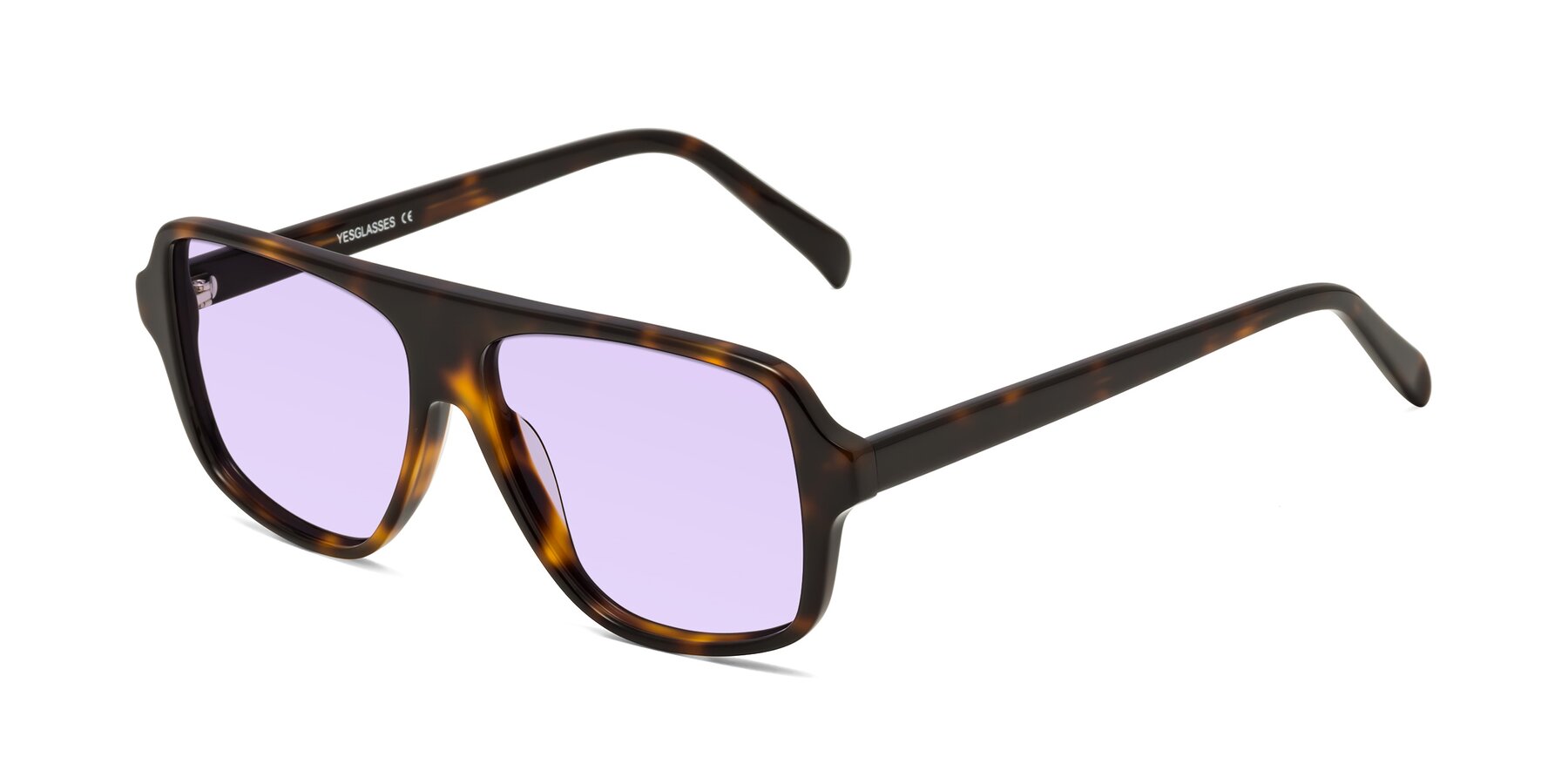 Angle of O'Leary in Tortoise with Light Purple Tinted Lenses