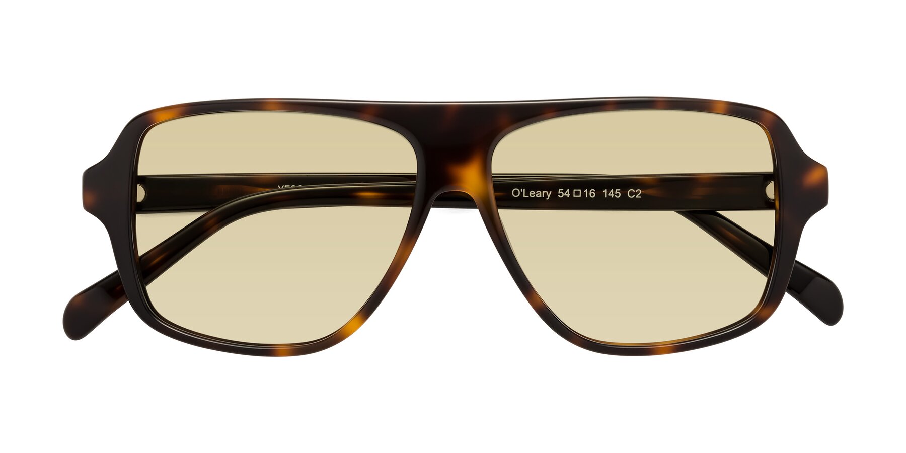 Folded Front of O'Leary in Tortoise with Light Champagne Tinted Lenses