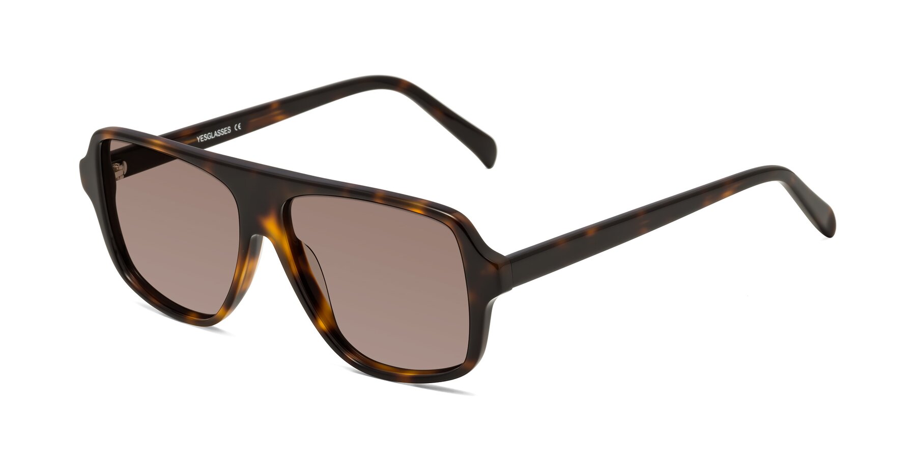 Angle of O'Leary in Tortoise with Medium Brown Tinted Lenses