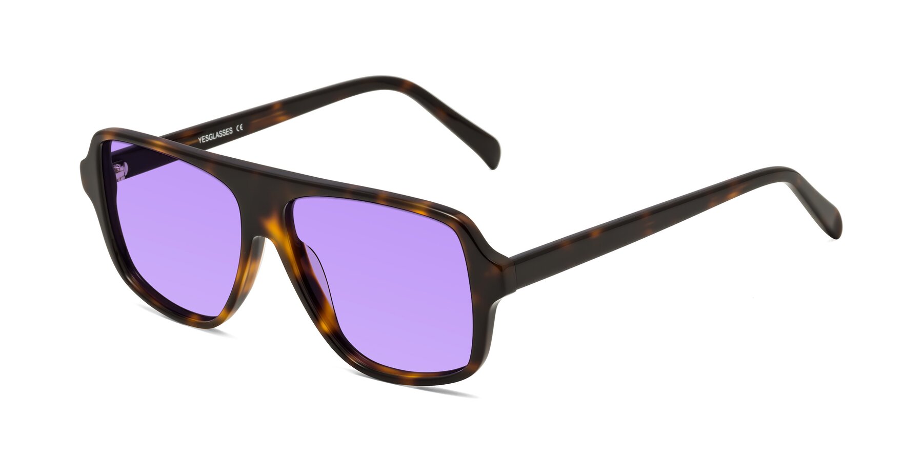 Angle of O'Leary in Tortoise with Medium Purple Tinted Lenses