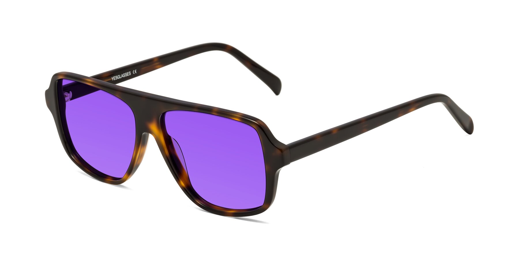 Angle of O'Leary in Tortoise with Purple Tinted Lenses