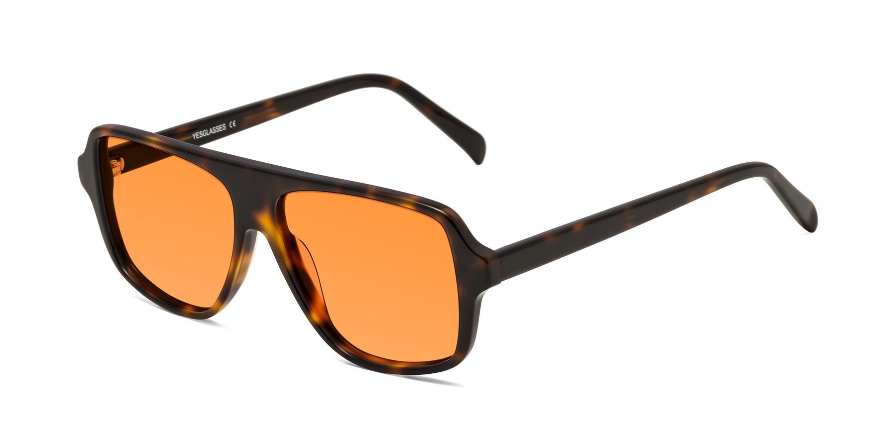 Angle of O'Leary in Tortoise with Orange Tinted Lenses